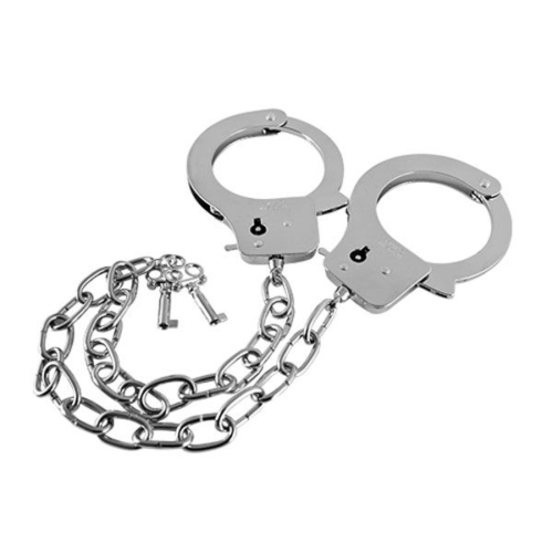 Наручники на длинной цепочке с ключами Metal Handcuffs Long Chain - 0