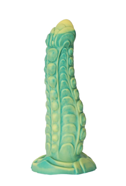 Зелёный фаллоимитатор с чешуйками Аллигатор - 22 см. - 1