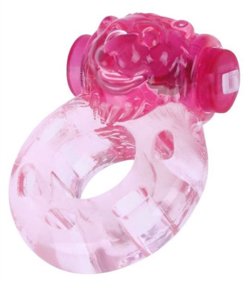 Розовое эрекционное виброкольцо Медвежонок - 0