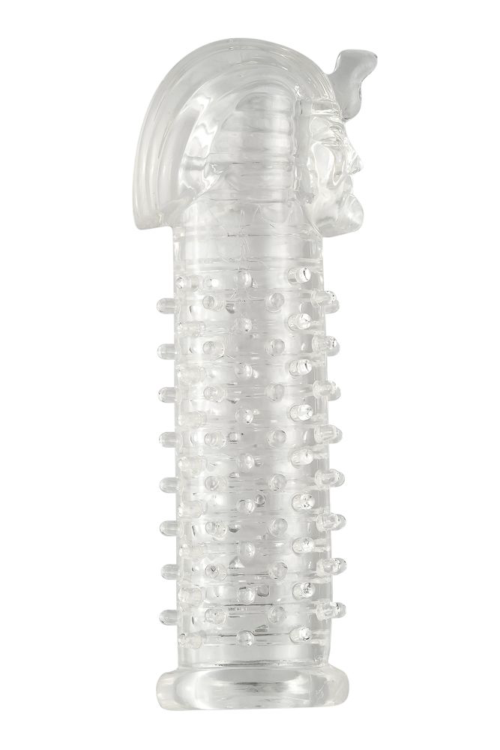 Прозрачная насадка на пенис с шипами и кольцами Фараон - 14 см. - 0
