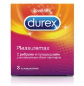 Рельефные презервативы с точками и рёбрами Durex Pleasuremax - 3 шт. - 0