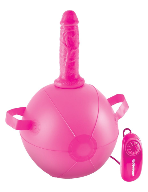 Розовый надувной мяч с вибронасадкой Vibrating Mini Sex Ball - 15,2 см. - 0