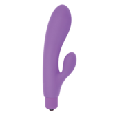 Фиолетовый вибратор с клиторальным пальчиком TINY RABBIT SILICONE - 15 см. - 0