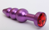 Фиолетовая фигурная анальная ёлочка с красным кристаллом - 11,2 см. - 0