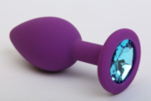 Фиолетовая силиконовая пробка с голубым стразом - 8,2 см. - 0