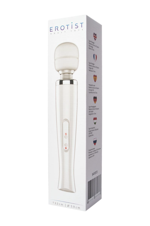 Белый вибратор-жезл Super massager - 32 см. - 1