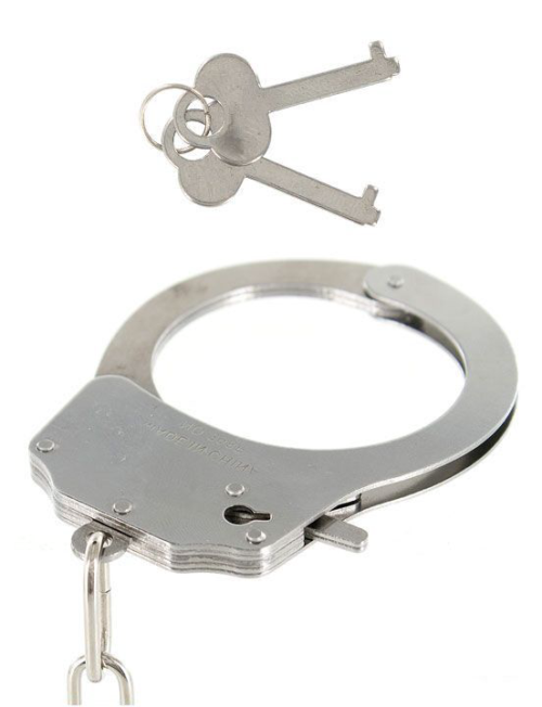 Металлические наручники с красным мехом - 1