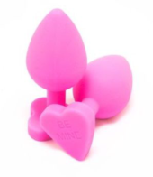 Розовая силиконовая пробка с основанием-сердцем - 8 см. - 0