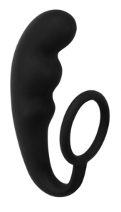 Чёрное эрекционное кольцо с анальным стимулятором Mountain Range Anal Plug - 0