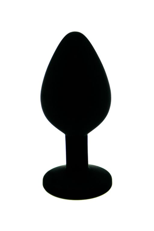 Чёрная силиконовая анальная пробка с изумрудным кристаллом - 7 см. - 2