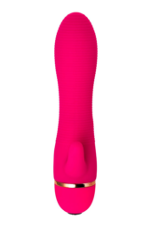 Розовый вибромассажёр с небольшим клиторальным отростком - 15 см. - 3