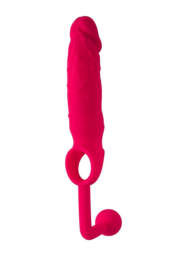 Розовая насадка на пенис с анальной втулкой-шаром - 2