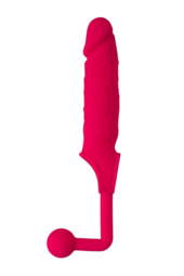 Розовая насадка на пенис с анальной втулкой-шаром - 3