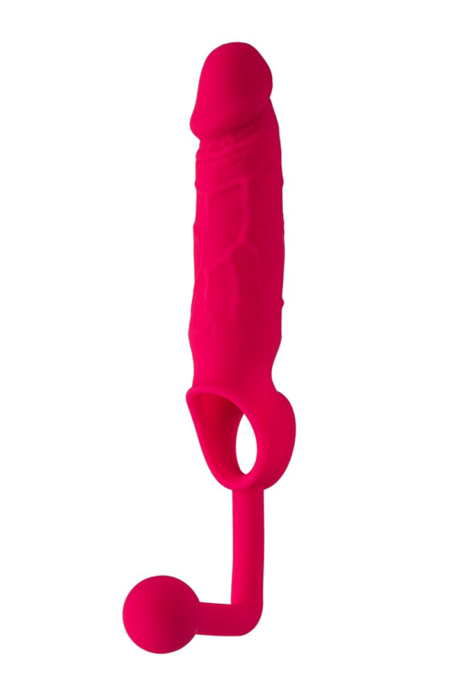 Розовая насадка на пенис с анальной втулкой-шаром - 4