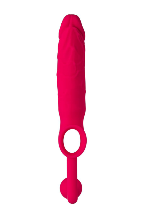 Розовая насадка на пенис с анальной втулкой-шаром - 1