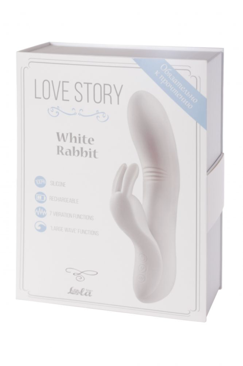 Белый вибратор Love story White Rabbit с клиторальным зайчиком - 21 см. - 2