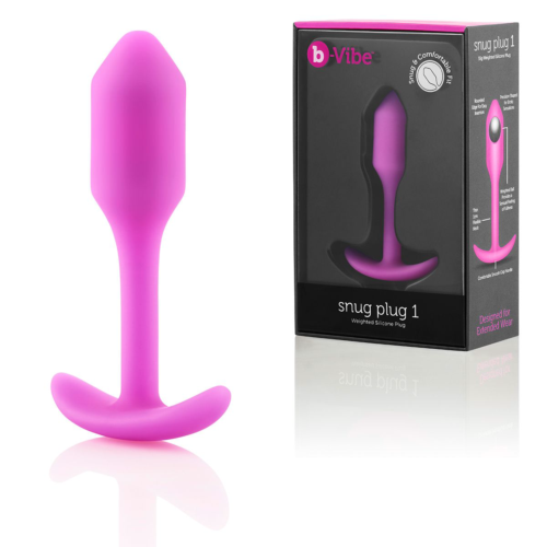 Розовая пробка для ношения B-vibe Snug Plug 1 - 9,4 см. - 0