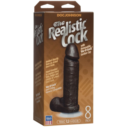 Коричневый фаллоимитатор The Realistic Cock 8” with Removable Vac-U-Lock Suction Cup - 20,57 см. - 1