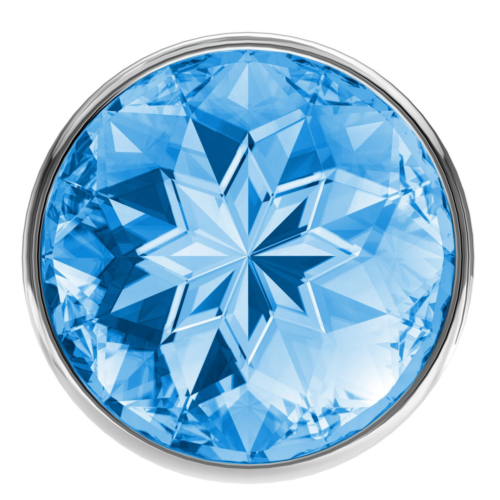 Большая серебристая анальная пробка Diamond Light blue Sparkle Large с голубым кристаллом - 8 см. - 2