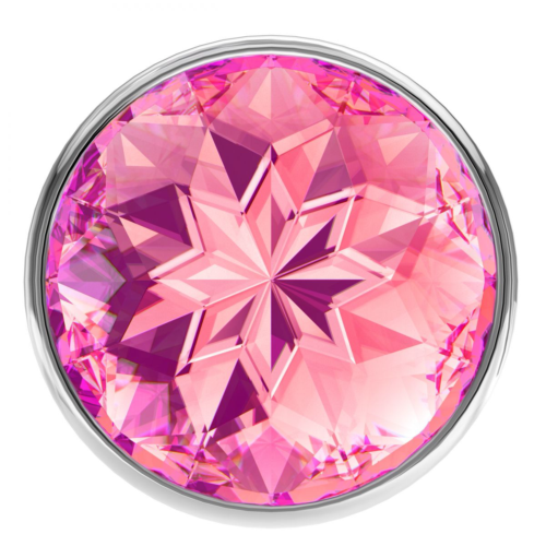 Большая серебристая анальная пробка Diamond Pink Sparkle Large с розовым кристаллом - 8 см. - 2