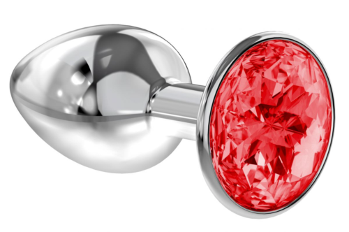 Малая серебристая анальная пробка Diamond Red Sparkle Small с красным кристаллом - 7 см. - 0