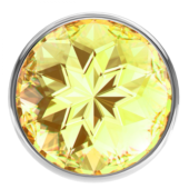Большая серебристая анальная пробка Diamond Yellow Sparkle Large с жёлтым кристаллом - 8 см. - 2