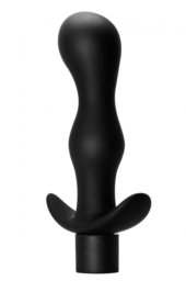 Черная фигурная анальная пробка с вибрацией Passion - 14 см. - 0