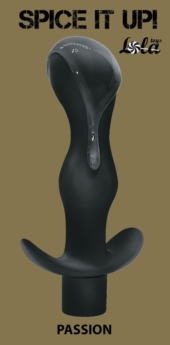 Черная фигурная анальная пробка с вибрацией Passion - 14 см. - 1