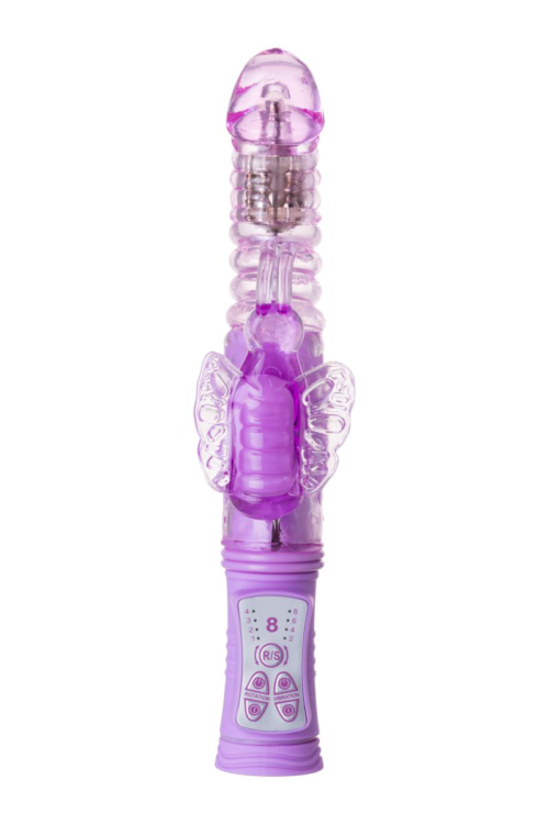 Фиолетовый хай-тек вибратор High-Tech fantasy с вращением бусин - 24,5 см. - 3