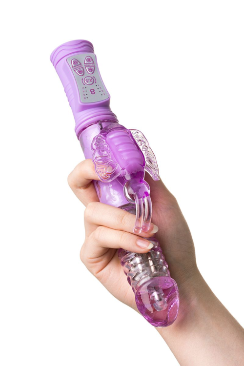Фиолетовый хай-тек вибратор High-Tech fantasy с вращением бусин - 24,5 см. - 5