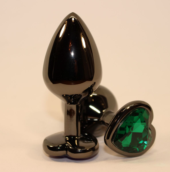 Чёрная пробка с зеленым сердцем-кристаллом - 7 см. - 0
