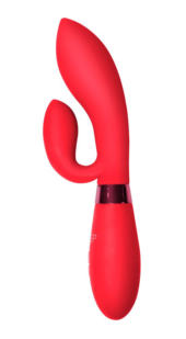 Красный вибратор Gina с клиторальным отростком - 20 см. - 1