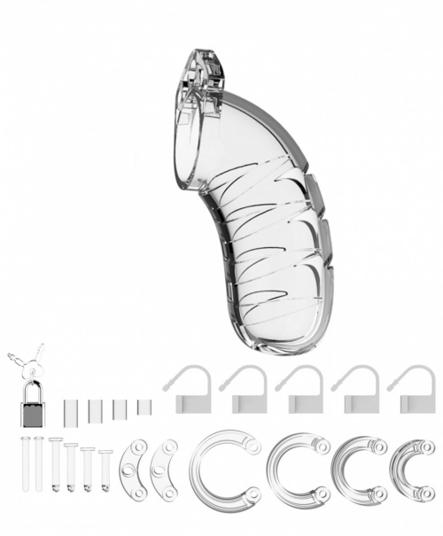 Прозрачный мужской пояс верности Model 04 Chastity 4.5 Cock Cage - 1