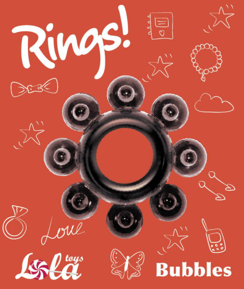 Чёрное эрекционное кольцо Rings Bubbles - 1