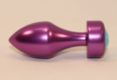 Фиолетовая анальная пробка с голубым кристаллом - 7,8 см. - 1