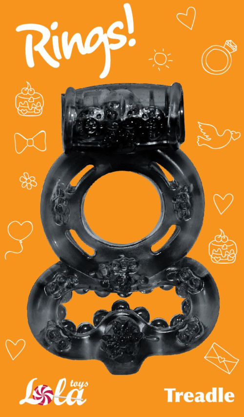 Чёрное эрекционное кольцо Rings Treadle с подхватом - 1