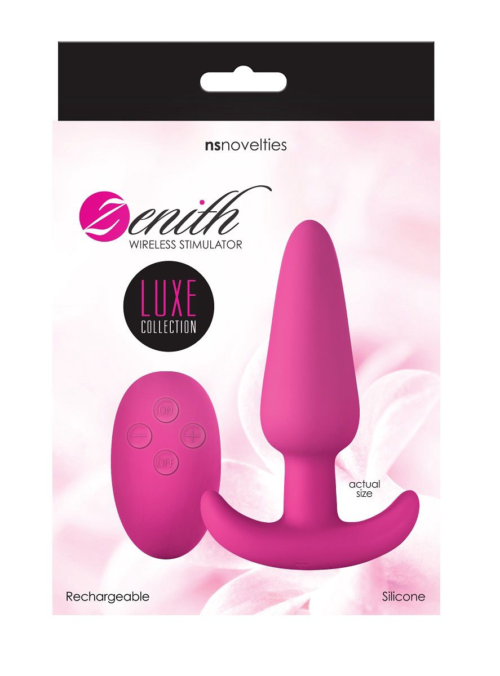 Розовая анальная вибропробка с пультом ДУ Luxe Zenith Wireless Plug Pink - 9,9 см. - 1