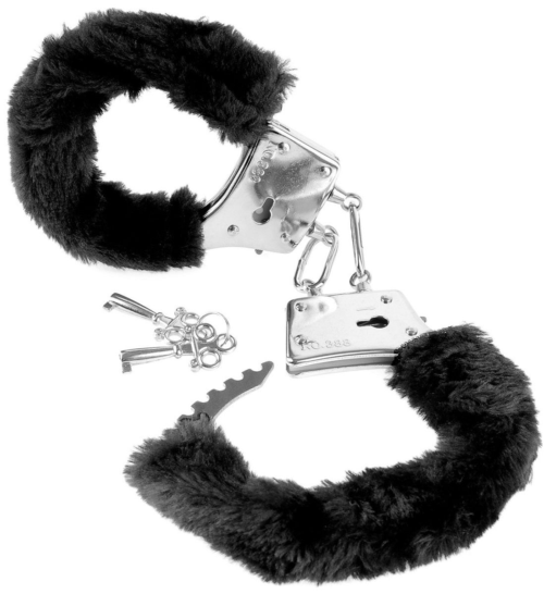 Меховые чёрные наручники Beginner s Furry Cuffs - 0