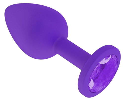 Фиолетовая силиконовая пробка с фиолетовым кристаллом - 7,3 см. - 0