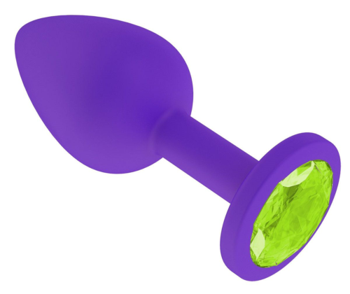 Фиолетовая силиконовая пробка с лаймовым кристаллом - 7,3 см. - 0