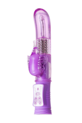 Фиолетовый вибратор High-Tech fantasy с бабочкой для клитора - 22,4 см. - 0
