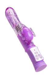 Фиолетовый вибратор High-Tech fantasy с бабочкой для клитора - 22,4 см. - 5