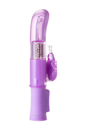 Фиолетовый вибратор High-Tech fantasy с бабочкой для клитора - 22,4 см. - 3