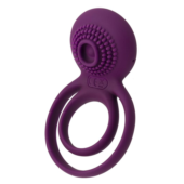 Фиолетовое эрекционное виброкольцо Tammy с подхватом мошонки - 0