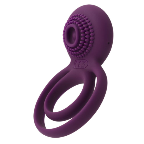 Фиолетовое эрекционное виброкольцо Tammy с подхватом мошонки - 1