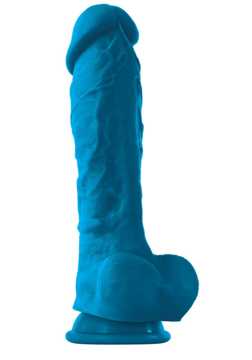 Голубой фаллоимитатор на присоске ColourSoft 8 Soft Dildo - 23,5 см. - 0