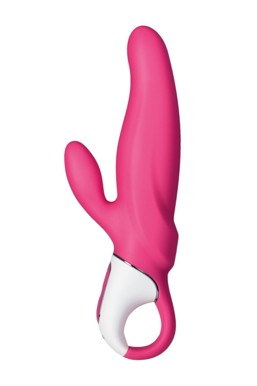 Ярко-розовый вибратор Satisfyer Vibes Mr. Rabbit с клиторальным отростком - 22,1 см. - 2