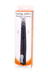 Чёрный вибромассажер Long John Realistic Thrusting Vibrator с функцией толкания - 20 см. - 1