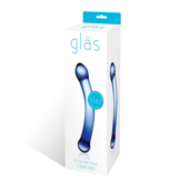 Синий изогнутый фаллоимитатор Curved G-Spot Glass Dildo - 16 см. - 1