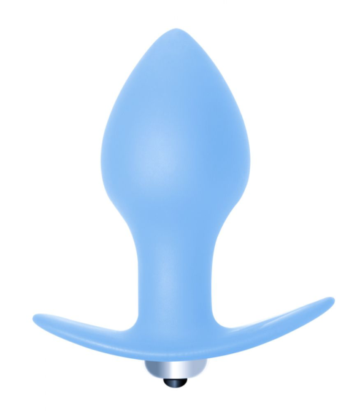 Голубая анальная вибропробка Bulb Anal Plug - 10 см. - 0